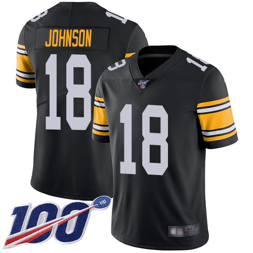 Men Pittsburgh Steelers Football 18 Limited Black Diontae Johnson Alternate 100th Season Vapor Untouchable Nike NFL Jersey